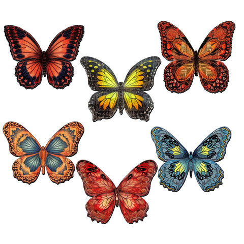 Summer Butterfly Decorative Eco Wood Magnets Set of 6 by G. Debrekht - Wildlife Decor - 8090012 - 1G - S6 - Freeyouthzbandz