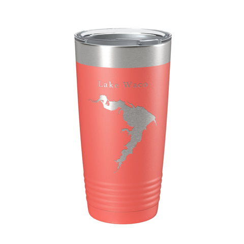 Lake Waco Map Tumbler Travel Mug Insulated Laser Engraved Coffee Cup Texas 20 oz - Freeyouthzbandz