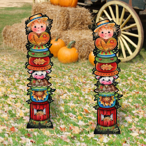 For the Love of Autumn Set of 2 Walkway Greeters Outdoor Decor by Jamie Mills - Price - Halloween Thanksgiving Decor - 8457804F - S2 - Freeyouthzbandz