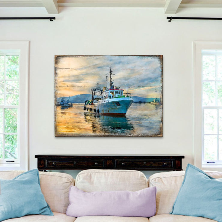 Fishing Boat Wood Wooden Coastal Wall Art by Nature Wonders - Coastal Sea - Life Decor - 95235B - Freeyouthzbandz