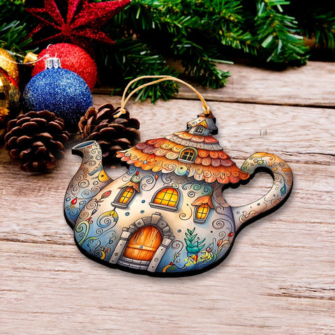 Teapot Decorative Wooden Ornaments by G. Debrekht - Love Family Decor - 8688312 - Freeyouthzbandz