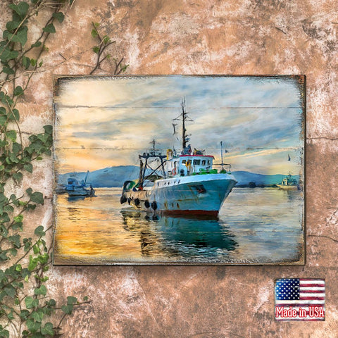 Fishing Boat Wood Wooden Coastal Wall Art by Nature Wonders - Coastal Sea - Life Decor - 95235B - Freeyouthzbandz