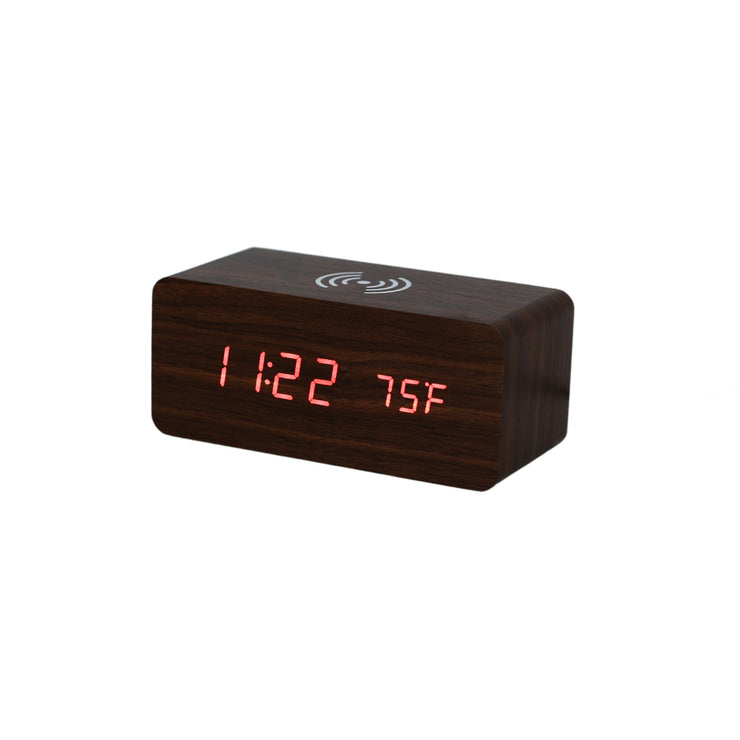 Walnut Wireless Phone Charger/Digital Clock - Freeyouthzbandz