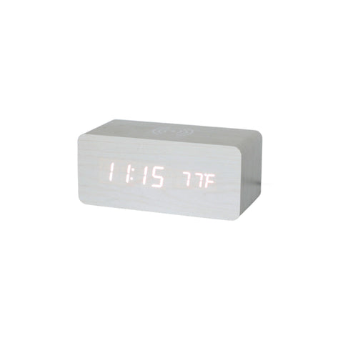 White Wood Wireless Phone Charger/Digital Clock - Freeyouthzbandz