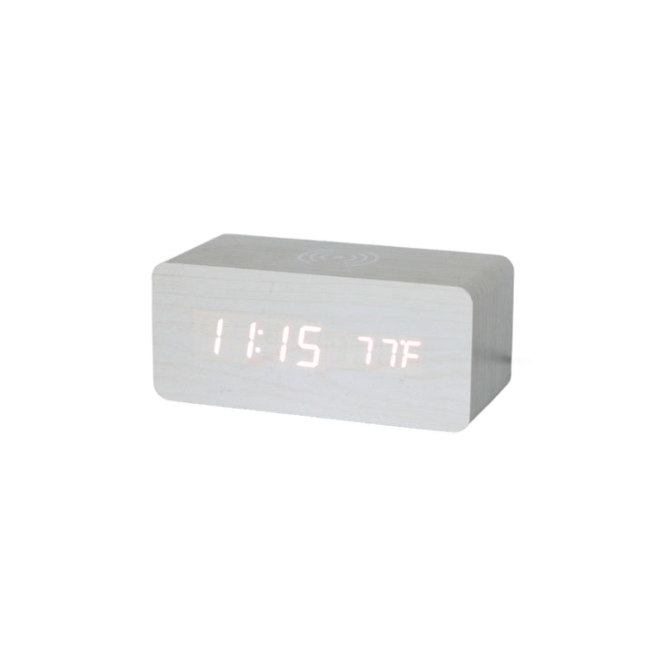 White Wood Wireless Phone Charger/Digital Clock - Freeyouthzbandz