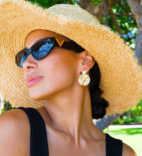 18k Gold/Rhodium Filled Designed Dangle Earrings (J278) - Freeyouthzbandz