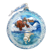 Alaska Boy Polar Bear Glass Ornament by G. DeBrekht - Wildlife Holiday Decor - 744 - 035 - Freeyouthzbandz