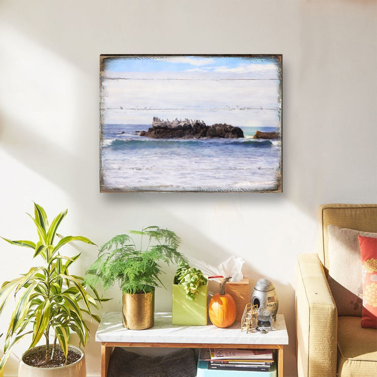 Rock at the Shore Wooden Coastal Wall Art by Nature Wonders - Coastal Sea - Life Decor - 95252 - 2B - Freeyouthzbandz