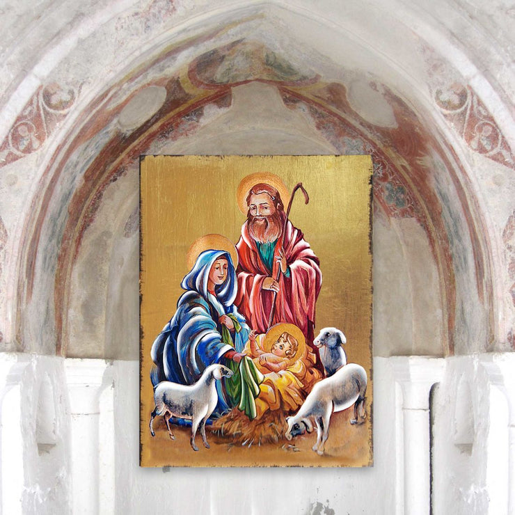 Holy Family Wooden Gold Plated Religious Christian Sacred Icon - Inspirational Icon Decor - 85050 - Freeyouthzbandz