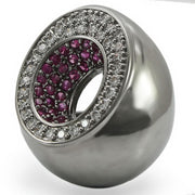 0W304 - Ruthenium Brass Ring with Synthetic Garnet in Ruby - Freeyouthzbandz