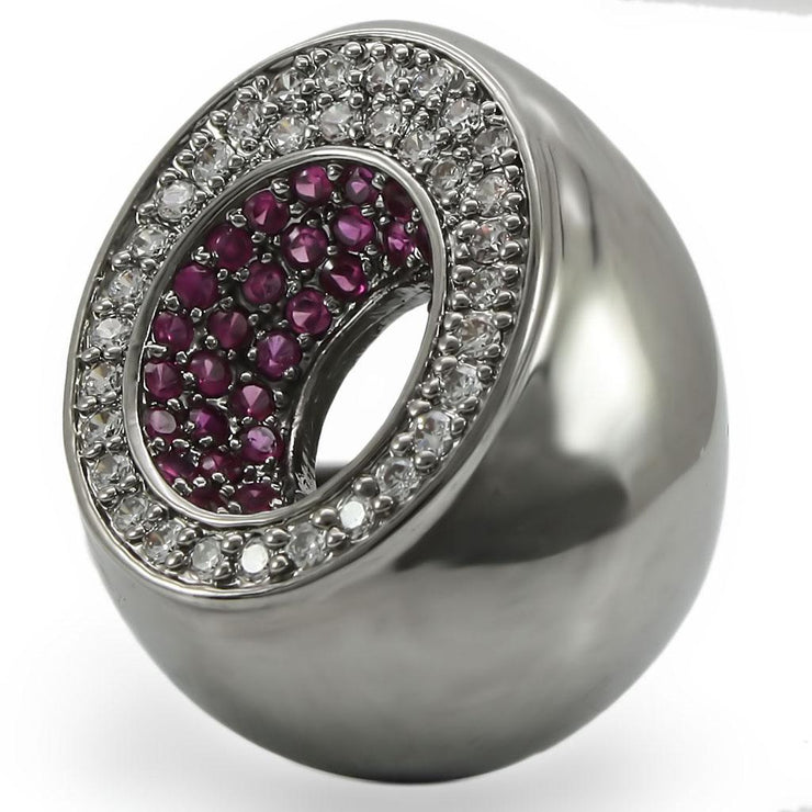 0W304 - Ruthenium Brass Ring with Synthetic Garnet in Ruby - Freeyouthzbandz