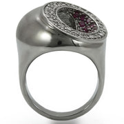 0W304 - Ruthenium Brass Ring with Synthetic Garnet in Ruby - Freeyouthzbandz