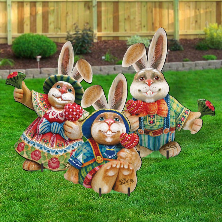 Easter Bunny Family Outdoor Decor by G. DeBrekht - Easter Spring Decor - 8154420F - S3 - Freeyouthzbandz