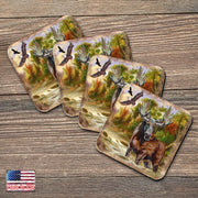 Moose Wooden Cork Coasters Gift Set of 4 by Nature Wonders - Nature Wildlife Decor - 95216 - 2C - S4 - Freeyouthzbandz