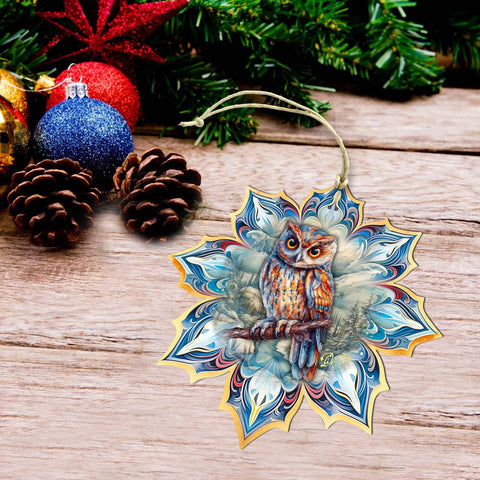 Great Horned Owl Snowflake Large Wooden Ornament by G. Debrekht - Nature Wildlife Decor - 8688436M - Freeyouthzbandz