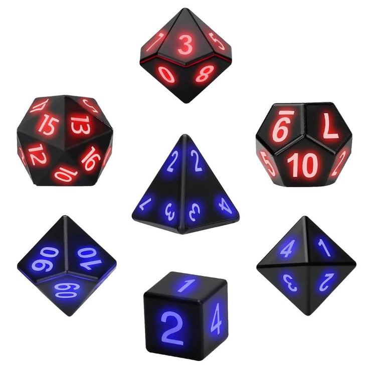 Luminous Electronic Glow Polyhedral DND RPG Game Dice Set of 7 - Freeyouthzbandz