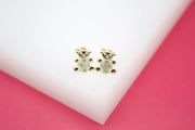 18K Gold Filled Teddy Bear Stud Earrings (L103) - Freeyouthzbandz