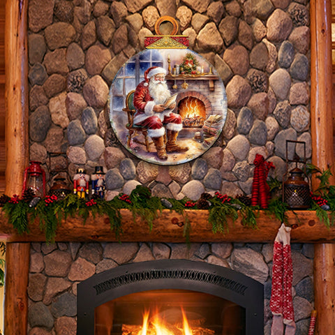 Santa at the Fireplace Wreath Holiday Door Decor by G. Debrekht - Christmas Santa Snowman Decor - 8611089 - 2H - Freeyouthzbandz