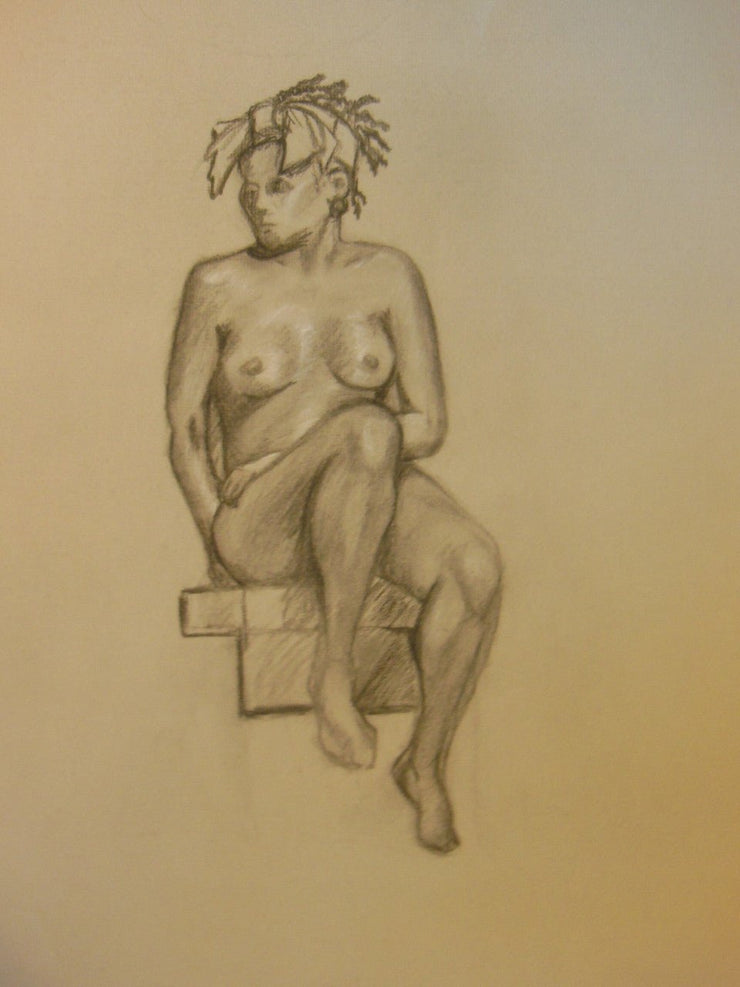 Nude Drawing: Charcoal & pastel on grey paper. 14 - Freeyouthzbandz