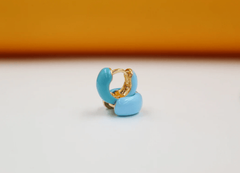 18K Gold Filled Enamel Small Huggie Earrings (K116A) - Freeyouthzbandz