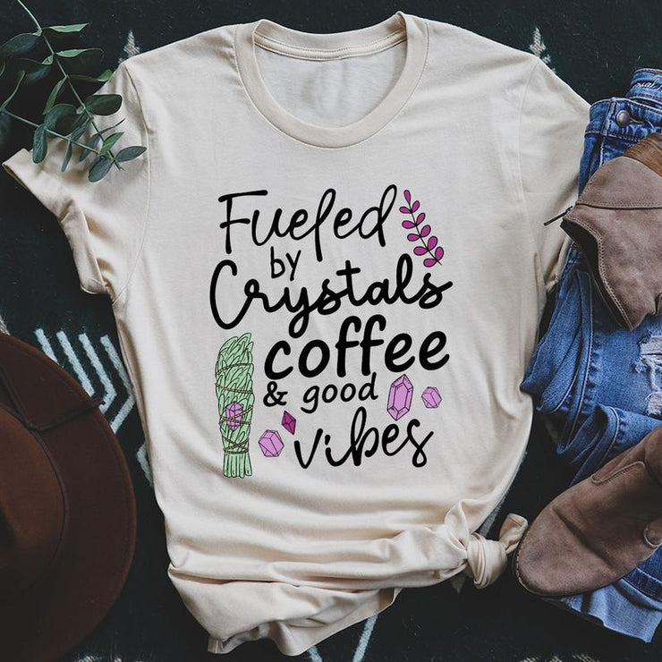 Fueled By Crystals Coffee & Good Vibes T-Shirt - Freeyouthzbandz