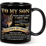 To My Son Black Wolf Coffee Mug - 11oz Ceramic Cup - Freeyouthzbandz
