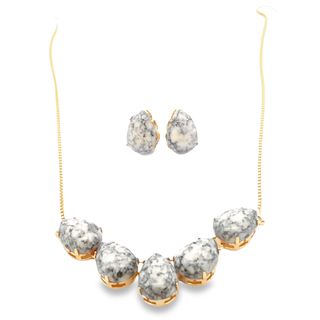 Marquise Jade Stone Necklace (H199) - Freeyouthzbandz