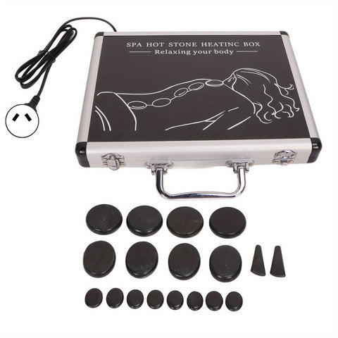 18pcs Heated Basalt Massage Stones with Warmer Box(Black) - Freeyouthzbandz