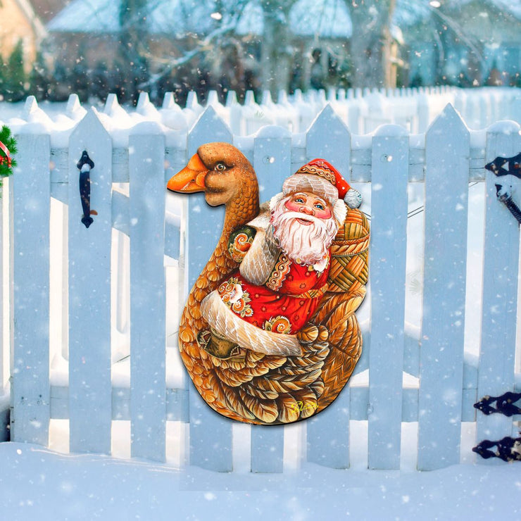 Christmas Goose Santa Christmas Door Decor by G. DeBrekht - Christmas Santa Snowman Decor - 8121633H - Freeyouthzbandz