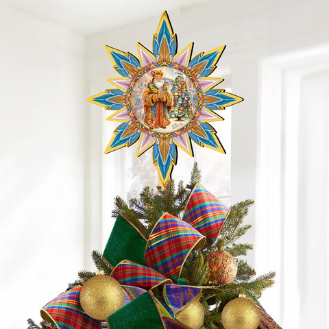 Italian - inspired Santa Tree Topper Wooden Decor by G. Debrekht - Santa Snowman Decor - 89522 - Freeyouthzbandz
