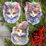 Beautiful Cats Decorative Eco Wood Ornaments Set of 3 by G. Debrekht - Christmas Decor - 8091033 - S3 - Freeyouthzbandz