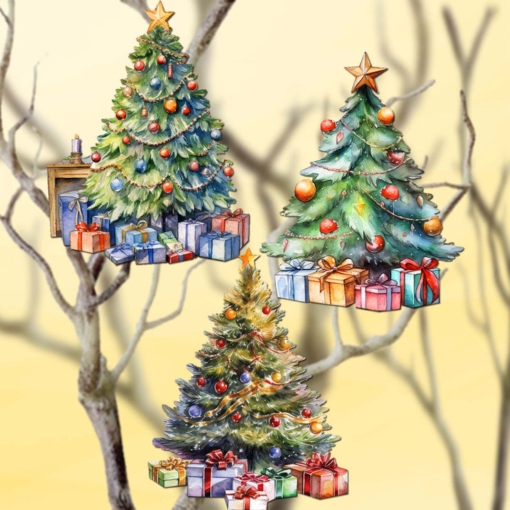 Christmas Tree Clip - On Eco Wood Decorative Ornaments Set of 3 by G. Debrekht - Christmas Decor - 8091044C - S3 - Freeyouthzbandz