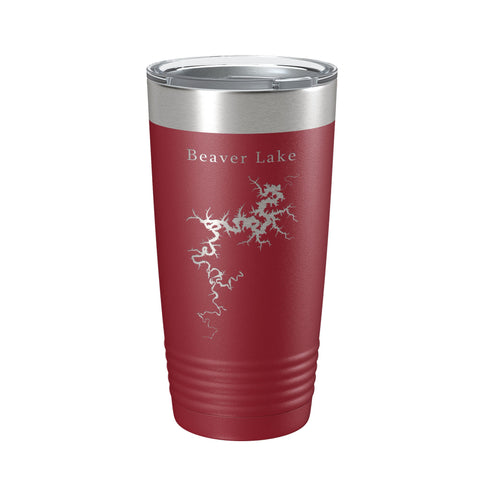 Beaver Lake Map Tumbler Travel Mug Insulated Laser Engraved Coffee Cup Arkansas 20 oz - Freeyouthzbandz