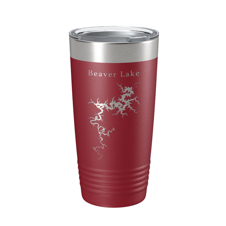 Beaver Lake Map Tumbler Travel Mug Insulated Laser Engraved Coffee Cup Arkansas 20 oz - Freeyouthzbandz