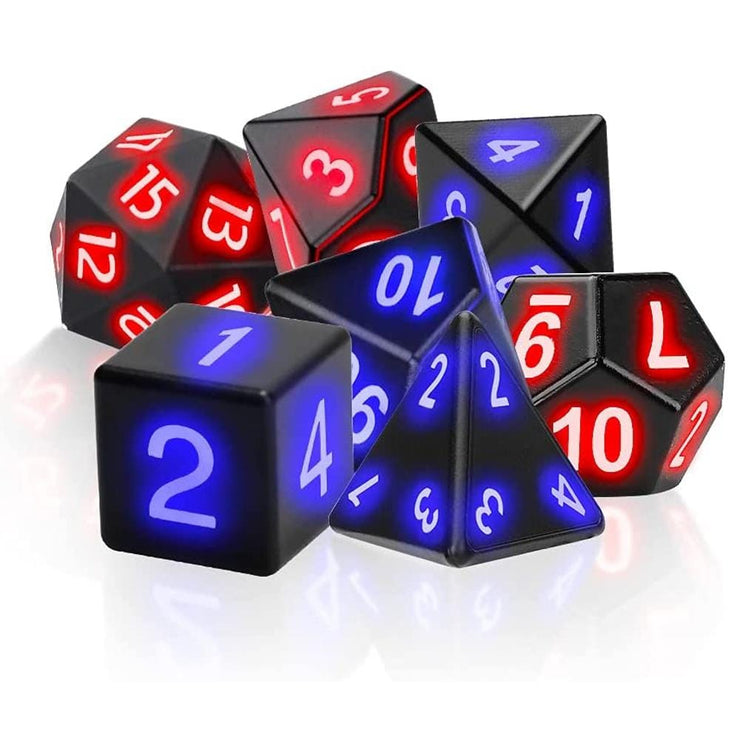 Luminous Electronic Glow Polyhedral DND RPG Game Dice Set of 7 - Freeyouthzbandz