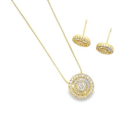 CZ Pizza Necklace and Earring SET (G223) - Freeyouthzbandz