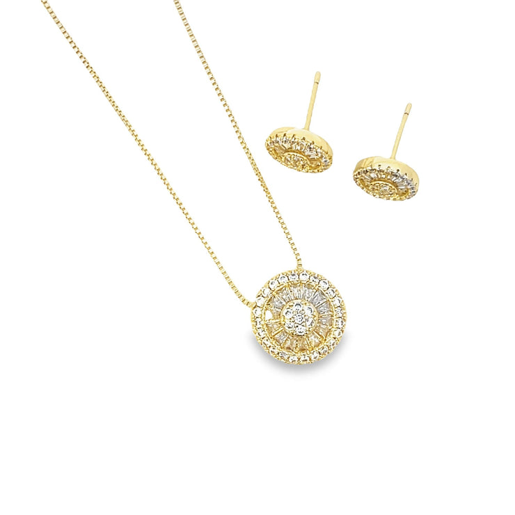 CZ Pizza Necklace and Earring SET (G223) - Freeyouthzbandz