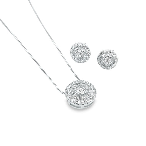 CZ Pizza Necklace and Earring SET (G223) - Freeyouthzbandz
