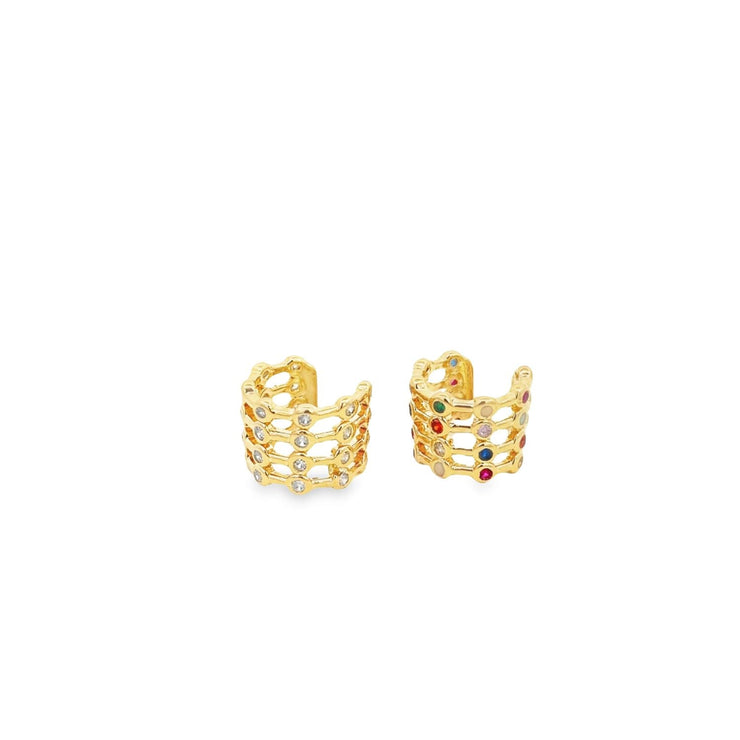 CZ Clear and Multicolor Ear Cuffs - Freeyouthzbandz
