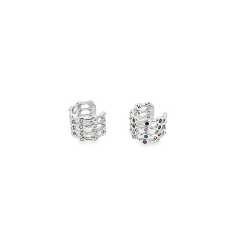 CZ Clear and Multicolor Ear Cuffs - Freeyouthzbandz