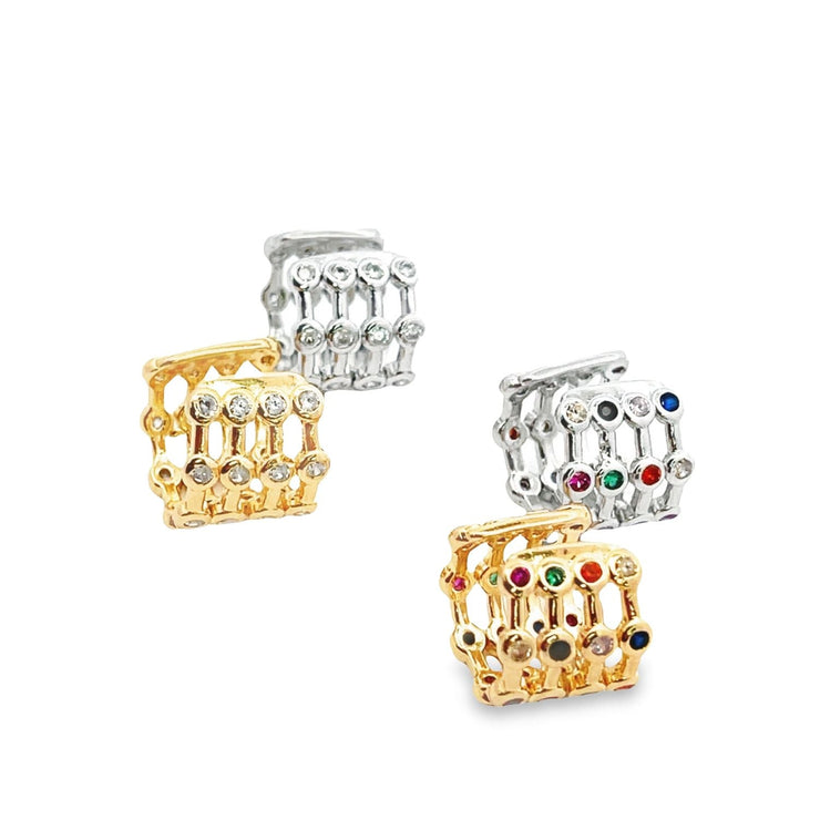 CZ Clear and Multicolor Ear Cuffs - Freeyouthzbandz