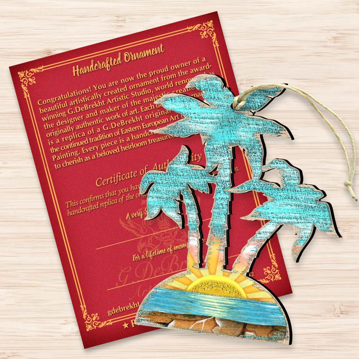Rustic Palm Trees Wooden Ornaments by G. DeBrekht - Coastal Holiday Decor - 8198415 - Freeyouthzbandz