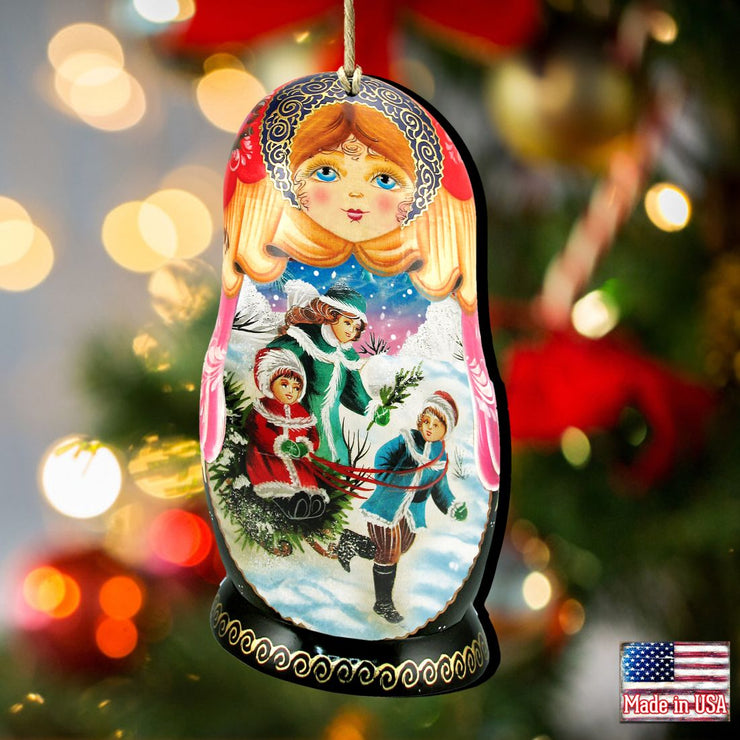 Children Play Matreshka Wooden Ornaments by G. DeBrekht - Christmas Decor - 8110762 - Freeyouthzbandz
