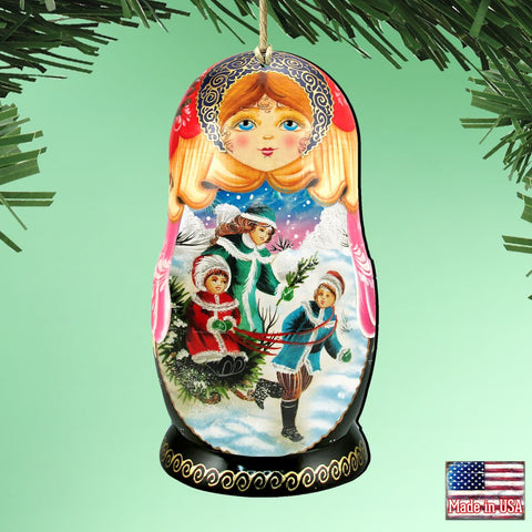 Children Play Matreshka Wooden Ornaments by G. DeBrekht - Christmas Decor - 8110762 - Freeyouthzbandz