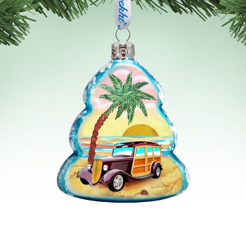 Car Woody Mercury Glass Ornament by G. DeBrekht - Coastal Holiday Decor - 776278 - Freeyouthzbandz