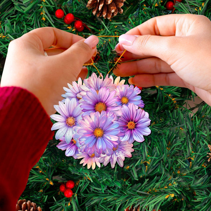 Purple Flowers Wooden Ornaments by G. Debrekht - Love Family Decor - 8688318 - Freeyouthzbandz