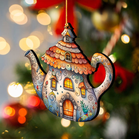 Teapot Decorative Wooden Ornaments by G. Debrekht - Love Family Decor - 8688312 - Freeyouthzbandz