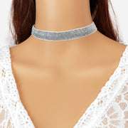 Shiny Gray Tattoo Choker Ribbon Stretch Necklace for Party Fashion Women Collar - Freeyouthzbandz