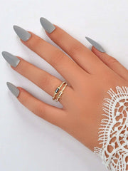 Stackable 2 pcs Wedding Promise Rhinestone Multiple Engagement Finger Rings set - Freeyouthzbandz