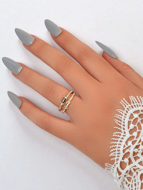 Stackable 2 pcs Wedding Promise Rhinestone Multiple Engagement Finger Rings set - Freeyouthzbandz